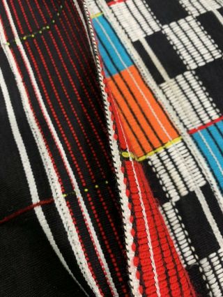 Mexican blanket bedspread Tablecloth Textile 98x73 Geometric Black Mexico Art 3