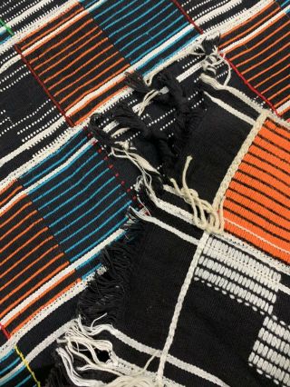 Mexican blanket bedspread Tablecloth Textile 98x73 Geometric Black Mexico Art 5