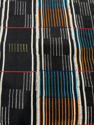Mexican blanket bedspread Tablecloth Textile 98x73 Geometric Black Mexico Art 7