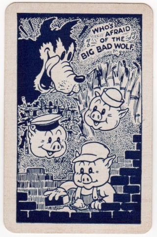 Playing Cards 1 Swap Card - Vintage Disney 3 Three Little Pigs,  Big Bad Wolf 1