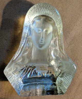 Vintage Madonna Virgin Mary Statue Bust Viking Glass Figurine Handmade Usa 6.  75 "
