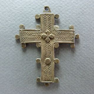 French Antique Religious Bronze Pectoral Cross Pendant