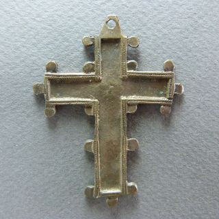 French Antique Religious Bronze Pectoral Cross Pendant 2