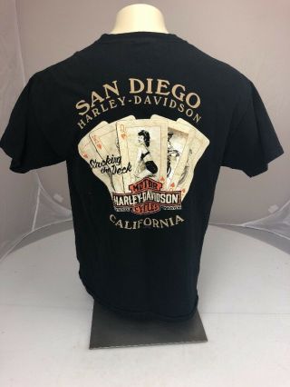 2012 San Diego Harley Davidson Stacking The Deck Pin Up Cards Black Tshirt Large