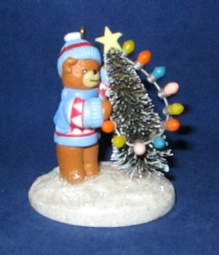 1988 Enesco Ornament Lucy Rigg Bear With Christmas Tree
