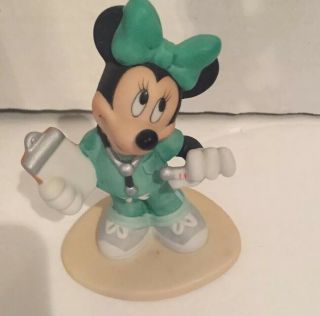 Disney Rare Minnie Mouse Nurse In Scrubs Ceramic Figurine