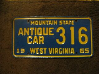 1965 West Virginia Antique Car License Plate