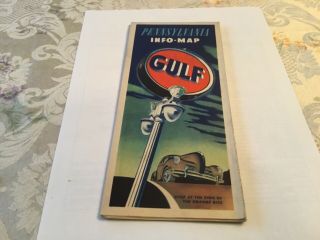 Vintage Gulf Oil 1940s Pennsylvania Info - Map Road Map Travel