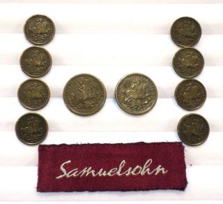 Samuelsohn Bronze Blazer Jacket Flat Metal Horse & Knight Button Set Of 10