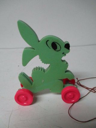 Vintage Hard Plastic Easter Rabbit On Wheels