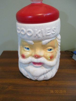 Vintage 70s Empire Plastic Blow Mold Santa Head Cookie Jar Carolina Interprises