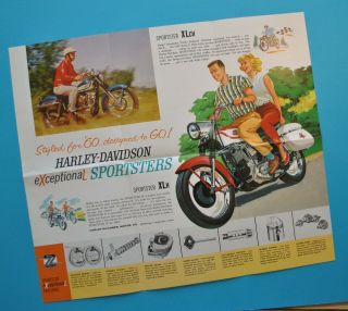1960 Harley Davidson Xlh Xlch Brochure Sportster Motorcycle Poster