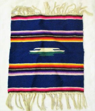Vintage Saltillo Native American Hand Woven Textile Wall Hanging Rug 10 " X 9 "
