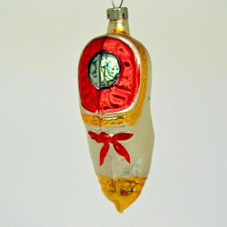 Vintage Blown Glass Figural Slipper Shoe Christmas Ornament Czechoslovakia 3.  5 "
