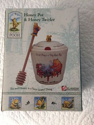 Vintage “winnie The Pooh Honey Pot & Honey Twirler”