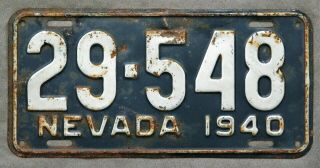 Nevada.  1940.  License Plate.
