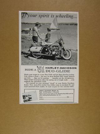 1961 Harley - Davidson Duo - Glide Motorcycle Photo Vintage Print Ad
