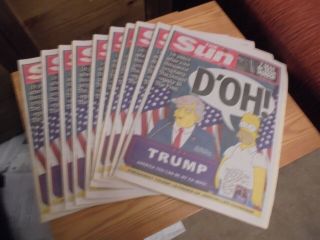 The Sun - Uk - Flat Newspaper - Donald Trump/the Simpsons - D 