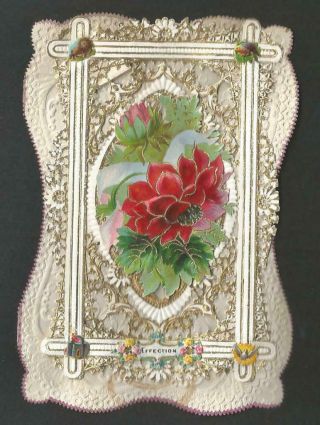 G30 - Victorian Paper Lace Valentine Card - Gilded Scrap - Affection