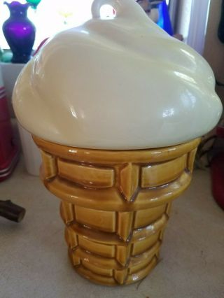 Vintage 14 " Vanilla Ice Cream Waffle Cone Cookie Jar