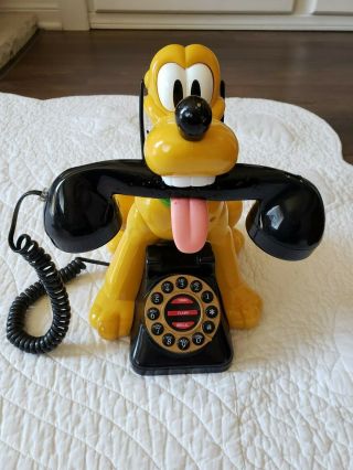 Disney Animated Talking Pluto Push Button Land Line Phone Faux Rotary
