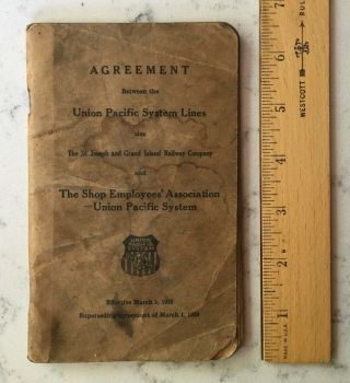 Vintage Railroad Employee Book Union Pacific Shop Employees Union Agreement 1932