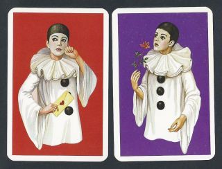 950.  936 Vintage Swap Card - Near Pair - Pierrot Clowns