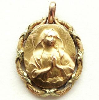 HOLY MARY - GORGEOUS ART NOUVEAU 18K GOLD FILLED MEDAL PENDANT JEWEL 4