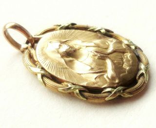 HOLY MARY - GORGEOUS ART NOUVEAU 18K GOLD FILLED MEDAL PENDANT JEWEL 5