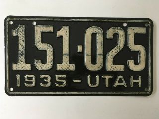 1935 Utah License Plate 100 All (wrapper Pattern On Numbers)