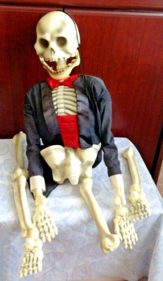 33 Inch Halloween Posable Hanging Skeleton With Tuxedo