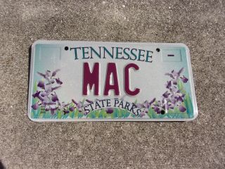 Tennessee State Parks Vanity License Plate Mac
