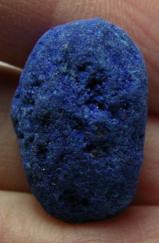 18.  55ct Africa Natural Raw Deep Blue Azurite Crystal Mineral Specimen 3.  70g 18mm