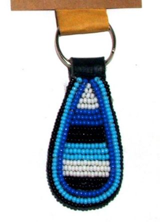 South African Beaded Teardrop Keychain 2 " Traditional Colors S06