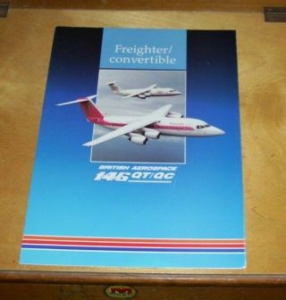 British Aerospace 146 Qt/qc Freighter / Convertible Brochure August 1990 Ts1663