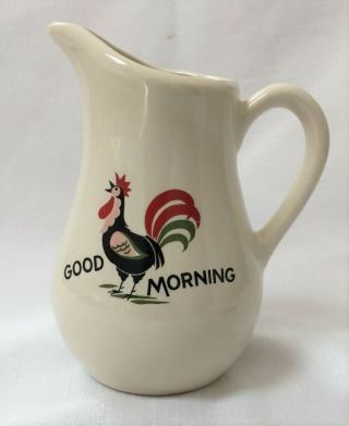 Vintage Pearl China Co Good Morning Rooster Retro Pitcher