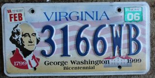 Virginia George Washington Bicentennial License Plate