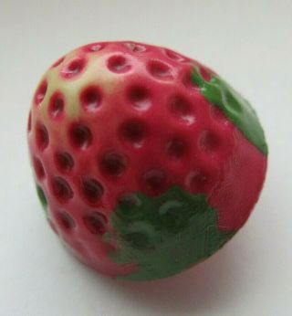 Fantastic Antique Vtg Celluloid Button Realistic Strawberry Fruit 7/8 " (v)