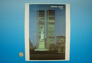 Vintage Pan Am Usa Twin Towers York Statue Of Liberty Advertisement Poster