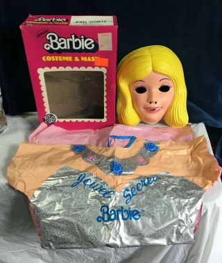 Vintage 1987 Ben Cooper Jewel Secrets Barbie Halloween Costume & Mask W/ Box