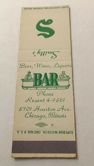Vintage Matchbook Cover Matchcover Smitty’s Bar Chicago Il Salesman’s Sample