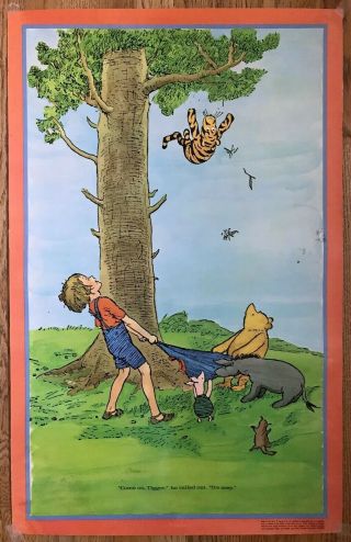 Vintage 1975 Winnie The Pooh Poster “come On Tigger Its Easy” 20 X 31” Classroom