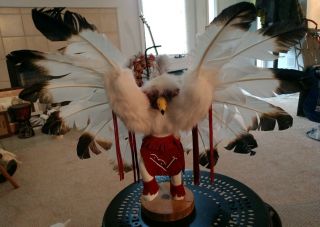 18 " Native American Handmade Wooden Eagle Dancer Kachina Doll Signed Art Decor