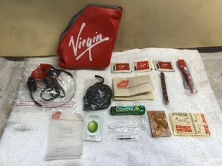Vintage Virgin Atlantic Airlines Gift Pack Toiletry Bag Headphones Tooth Picks