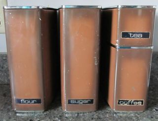 Vintage " Lincoln Beautyware " Stackable 4 Piece Metal Canister Set With Lids