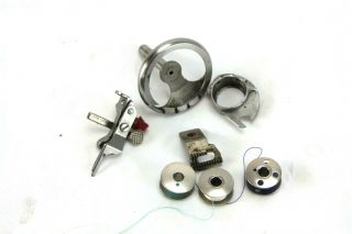 Vintage Singer Sewing Machine Bobbins And Holder/case Bits,