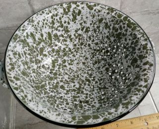 Vintage Graniteware Green & White Swirl Enamel Ware 8 