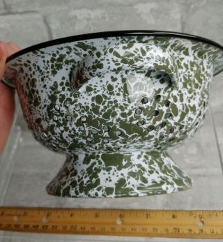Vintage Graniteware Green & White Swirl Enamel Ware 8 