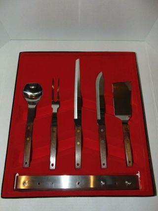 Vintage Mid - Century Vernco Stainless Steel 5 Piece Cutlery Set (made In Japan)