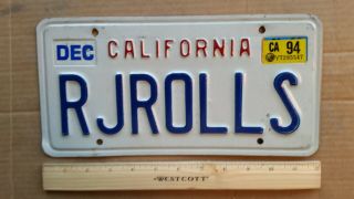 License Plate,  California,  Gr8 Vanity: Rj Rolls,  R.  J.  